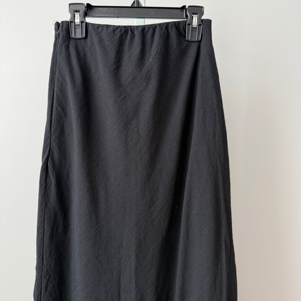 Petal + Pup sz 6 Black 100% Cotton Textured Midi Skirt High Waisted Boho NWOT - Picture 2 of 6